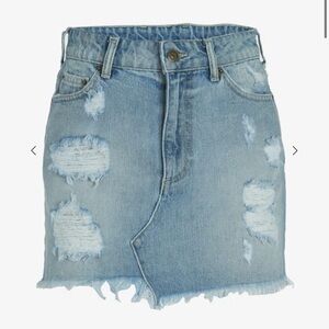 SEROYA Alli Distressed Denim Mini Skirt Lakewood Wash Size 25 Made in Italy